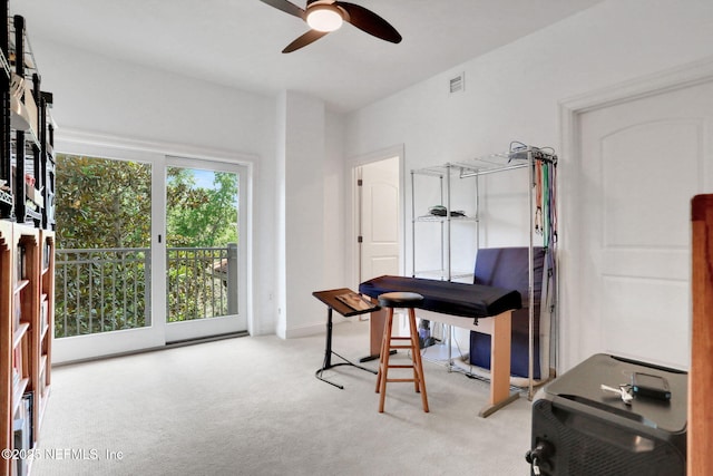 14402 Marina San Pablo Pl Unit 203, Jacksonville, FL 32224 - carpeted home office featuring a ceiling fan