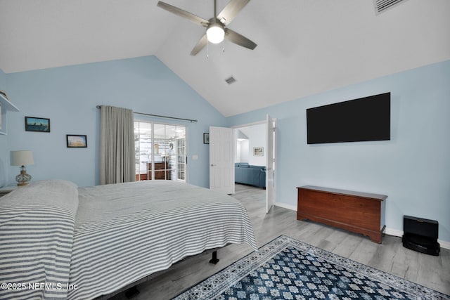 107 Hammock Cir, Saint Augustine, FL 32084 - bedroom with lofted ceiling, light wood-style flooring, and a ceiling fan