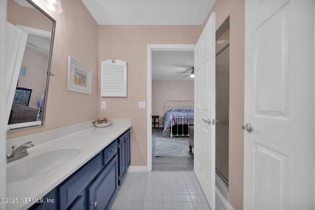 107 Hammock Cir, Saint Augustine, FL 32084 - ensuite bathroom featuring vanity, a ceiling fan, and tile patterned flooring