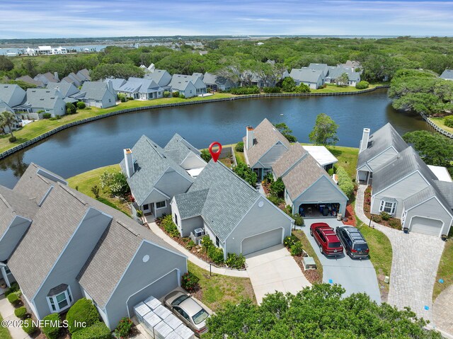 107 Hammock Cir, Saint Augustine, FL 32084 - aerial perspective of suburban area featuring a large body of water