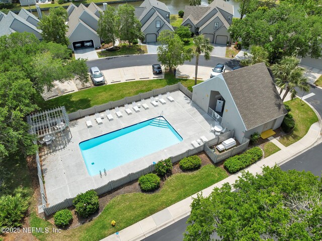 107 Hammock Cir, Saint Augustine, FL 32084 - aerial perspective of suburban area with a pool area