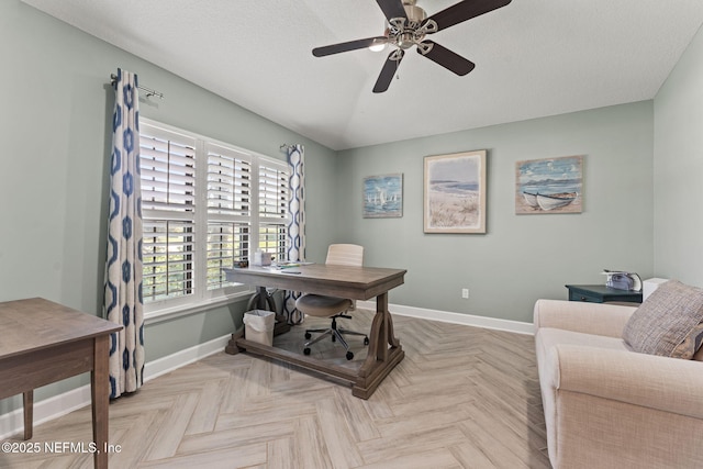 33114 Prairie Parke Pl, Fernandina Beach, FL 32034 - office with ceiling fan and baseboards