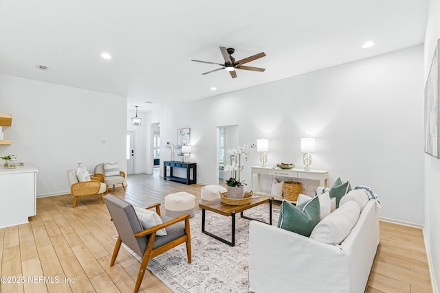 141 Balmoral Castle Dr, Saint Johns, FL 32259 - living room with ceiling fan, light wood-style floors, and recessed lighting
