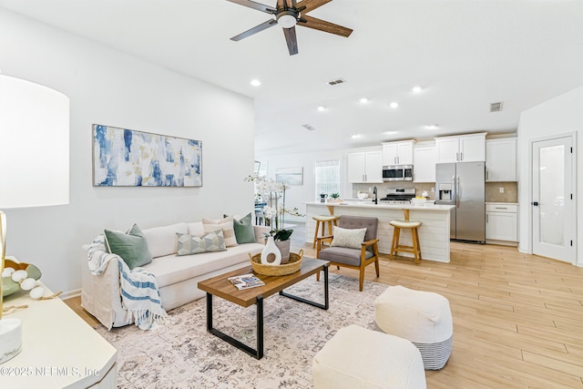 141 Balmoral Castle Dr, Saint Johns, FL 32259 - living room with a ceiling fan, light wood-type flooring, and recessed lighting