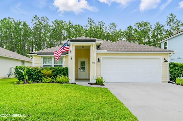 141 Balmoral Castle Dr, Saint Johns, FL 32259 - view of front of home with concrete driveway, a front yard, an attached garage, and roof with shingles