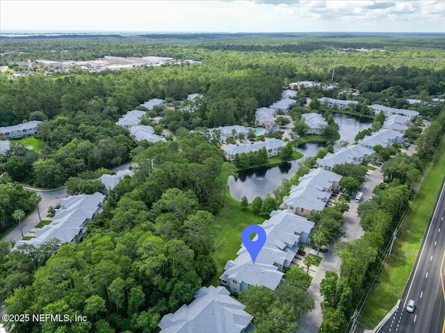 215 Bayberry Cir Unit 601, Saint Augustine, FL 32086 - aerial perspective of suburban area featuring a heavily wooded area and a large body of water