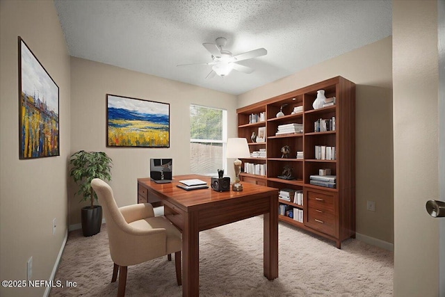 268 Southlake Dr, Saint Augustine, FL 32092 - office space with a ceiling fan, light colored carpet, and a textured ceiling