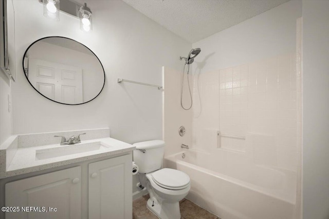 268 Southlake Dr, Saint Augustine, FL 32092 - full bathroom featuring vanity, shower / bath combination, a textured ceiling, and tile patterned flooring