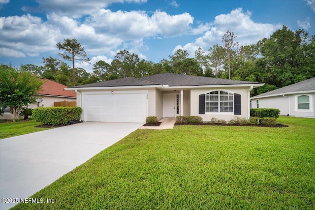 268 Southlake Dr, Saint Augustine, FL 32092 - single story home with an attached garage, driveway, a front lawn, and stucco siding