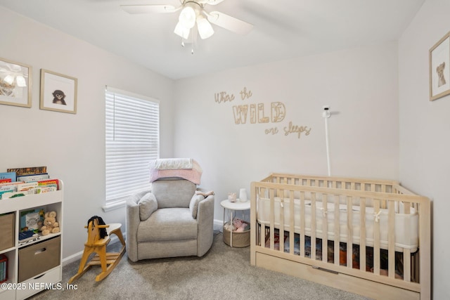 12581 Ashglen Dr N, Jacksonville, FL 32224 - bedroom with a nursery area, carpet floors, and ceiling fan