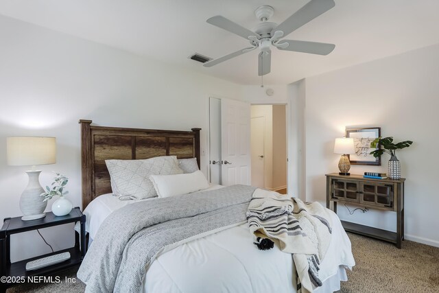 1803 Oakbreeze Ct, Jacksonville Beach, FL 32250 - bedroom with carpet floors and a ceiling fan