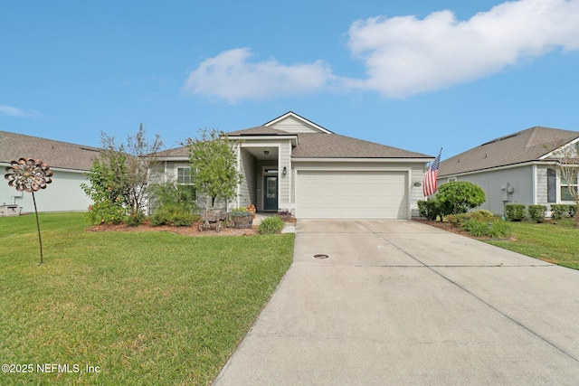 3121 Pretty Cv, Green Cove Springs, FL 32043 - ranch-style home with an attached garage, concrete driveway, a front yard, and a shingled roof