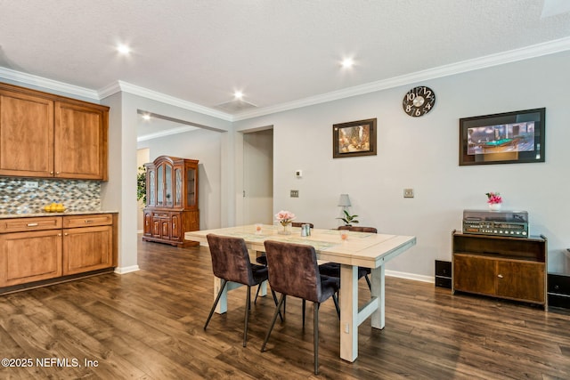 207 Hertford Bridge Way, Saint Johns, FL 32259 - dining space with crown molding, dark wood-style flooring, and recessed lighting
