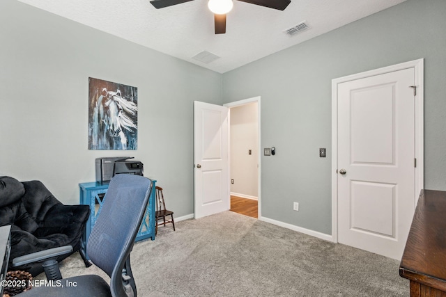 207 Hertford Bridge Way, Saint Johns, FL 32259 - carpeted home office featuring a ceiling fan and baseboards