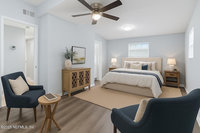 6202 Columbine Dr, Jacksonville, FL 32211 - bedroom featuring wood finished floors, lofted ceiling, and ceiling fan