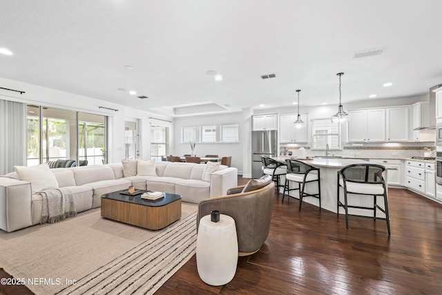91 Paradise Valley Dr, Ponte Vedra, FL 32081 - living area featuring plenty of natural light, recessed lighting, and dark wood-style floors