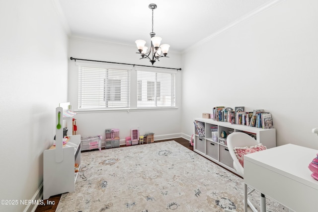 91 Paradise Valley Dr, Ponte Vedra, FL 32081 - recreation room with a chandelier, ornamental molding, and wood finished floors