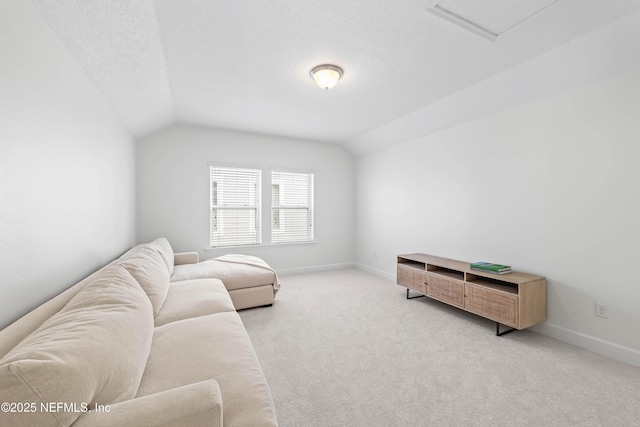 91 Paradise Valley Dr, Ponte Vedra, FL 32081 - living area with vaulted ceiling, light carpet, and attic access