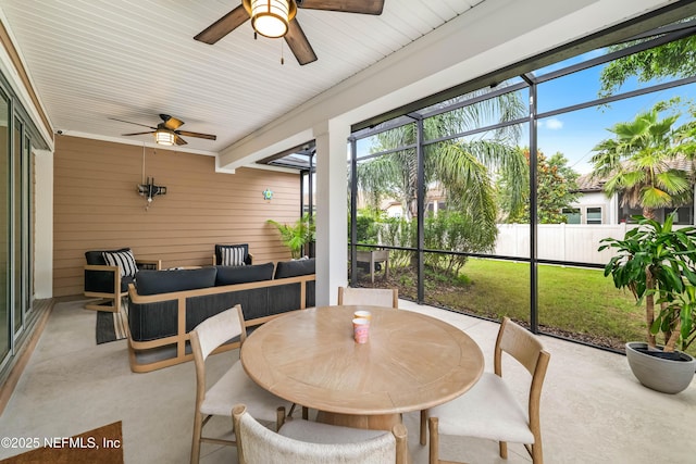 91 Paradise Valley Dr, Ponte Vedra, FL 32081 - sunroom / solarium featuring ceiling fan, an outdoor hangout area, and plenty of natural light