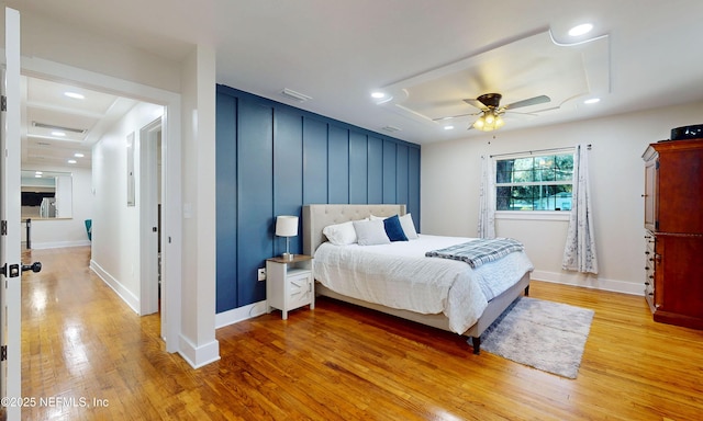 90 SE Forest St, Keystone Heights, FL 32656 - bedroom with light wood-style flooring, recessed lighting, and ceiling fan