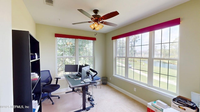 13810 Sutton Park Dr N Unit 528, Jacksonville, FL 32224 - office featuring a ceiling fan and light colored carpet