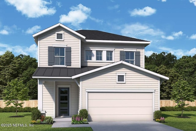 265 Sutton Dr, Ponte Vedra, FL 32081 - view of front of house featuring driveway, a standing seam roof, a metal roof, and an attached garage