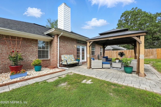 3172 Twilight Ct, Middleburg, FL 32068 - view of patio / terrace with outdoor lounge area, french doors, and a gazebo