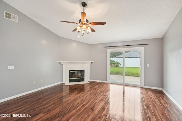 12551 Hunters Branch Way, Jacksonville, FL 32224 - unfurnished living room with ceiling fan, dark wood finished floors, and a fireplace