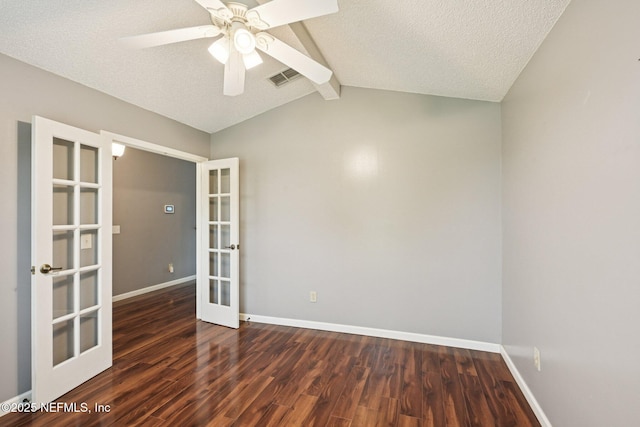 12551 Hunters Branch Way, Jacksonville, FL 32224 - unfurnished room featuring french doors, wood finished floors, a textured ceiling, and a ceiling fan