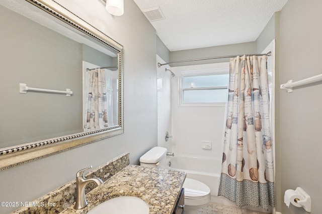 12551 Hunters Branch Way, Jacksonville, FL 32224 - bathroom with vanity, shower / bath combination with curtain, and a textured ceiling