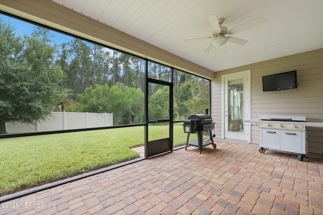 37 Tobago Ln, Saint Augustine, FL 32092 - unfurnished sunroom featuring ceiling fan