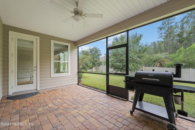 37 Tobago Ln, Saint Augustine, FL 32092 - sunroom / solarium featuring a ceiling fan