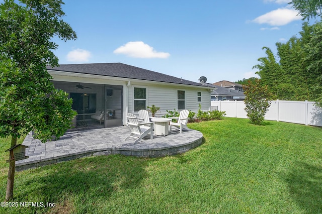 204 Bryson Dr, Fruit Cove, FL 32259 - rear view of property with a ceiling fan, a patio area, and roof with shingles