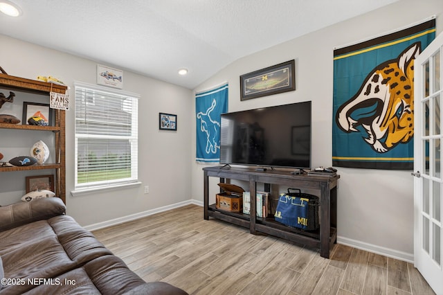 204 Bryson Dr, Fruit Cove, FL 32259 - living area with wood finished floors, lofted ceiling, and recessed lighting