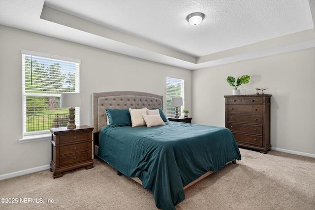 204 Bryson Dr, Fruit Cove, FL 32259 - bedroom with light carpet, a raised ceiling, and a textured ceiling