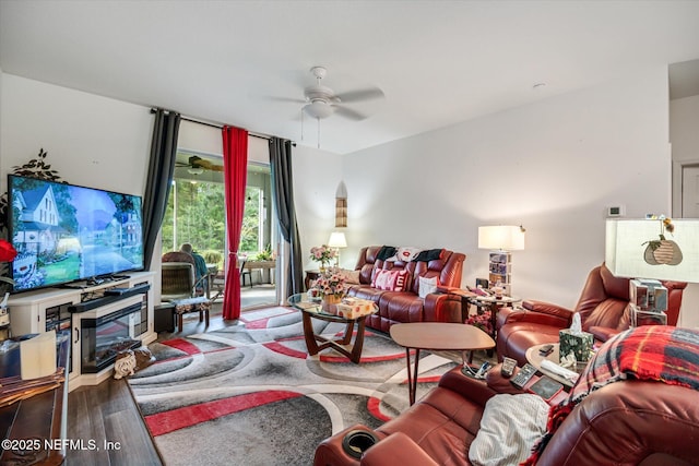 5 Bud Hollow Dr, Palm Coast, FL 32137 - living room featuring a ceiling fan and wood finished floors