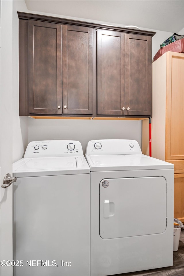 5 Bud Hollow Dr, Palm Coast, FL 32137 - laundry area with cabinet space, washing machine and dryer, and wood finished floors