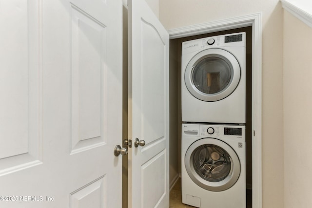 218 Larkin Pl Unit 110, Saint Johns, FL 32259 - laundry room with estacked washer and dryer