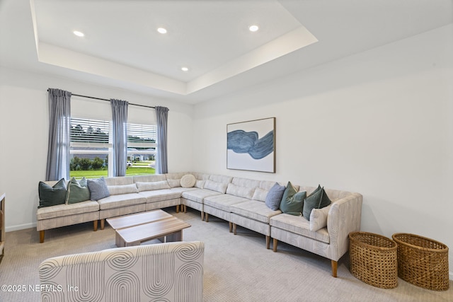 73 Ripple Rd, Saint Johns, FL 32095 - carpeted living room featuring recessed lighting and a raised ceiling
