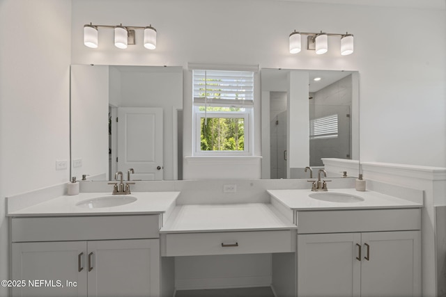 73 Ripple Rd, Saint Johns, FL 32095 - full bathroom with two vanities and a shower stall
