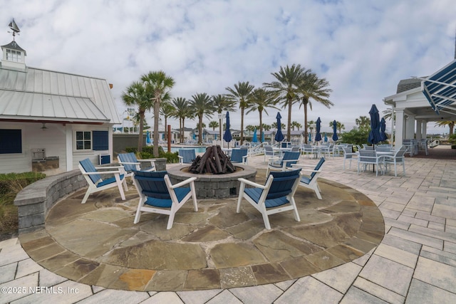 73 Ripple Rd, Saint Johns, FL 32095 - view of patio with an outdoor fire pit, ceiling fan, and a gazebo