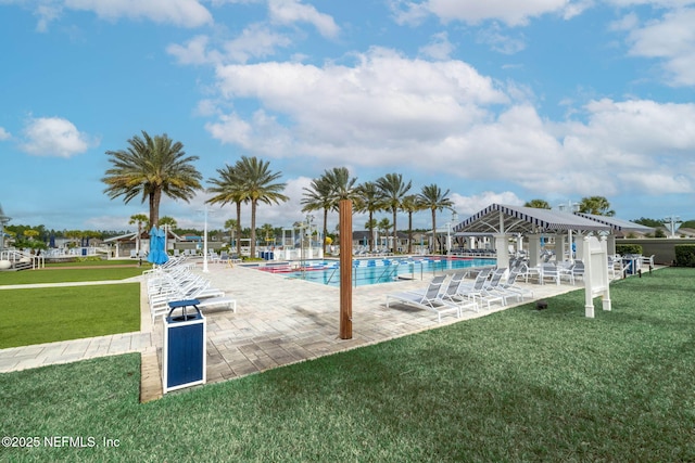 73 Ripple Rd, Saint Johns, FL 32095 - community pool featuring a lawn, a patio area, and a gazebo