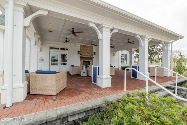 73 Ripple Rd, Saint Johns, FL 32095 - view of patio with french doors, ceiling fan, and an outdoor hangout area