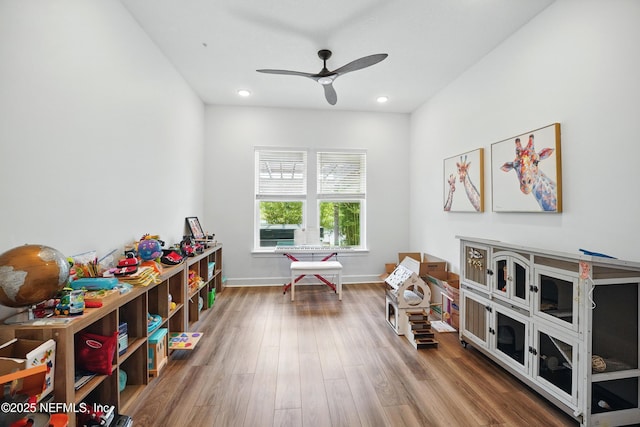 959 Crosswater Lake Dr, Ponte Vedra, FL 32081 - recreation room with ceiling fan, wood finished floors, and recessed lighting