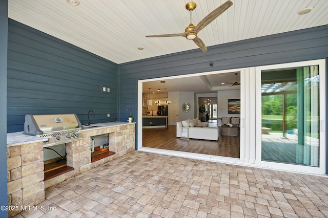 959 Crosswater Lake Dr, Ponte Vedra, FL 32081 - view of patio featuring an outdoor kitchen and ceiling fan