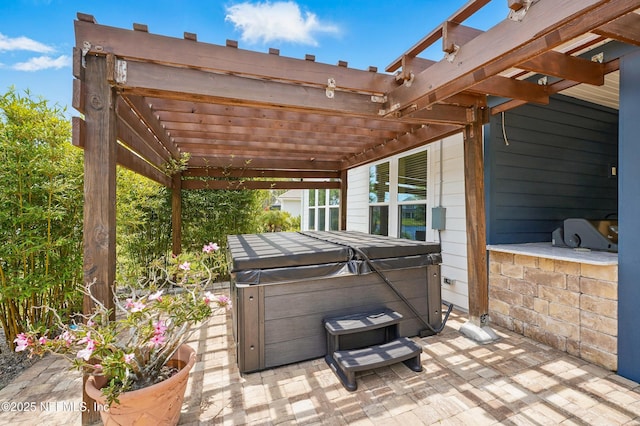 959 Crosswater Lake Dr, Ponte Vedra, FL 32081 - view of patio / terrace with a hot tub and a pergola