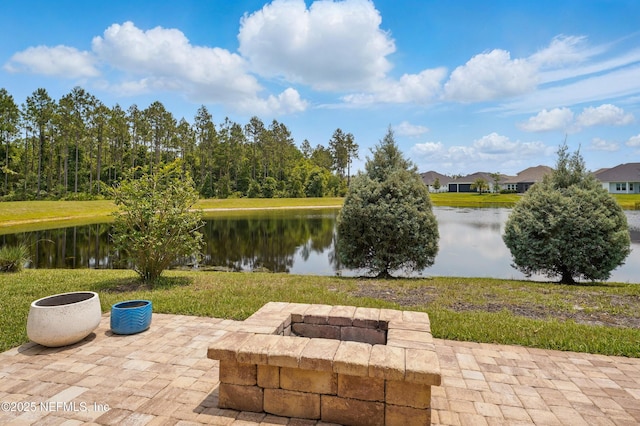 959 Crosswater Lake Dr, Ponte Vedra, FL 32081 - view of patio / terrace featuring a fire pit and a water view