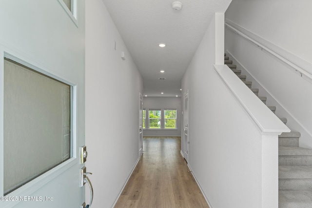 386 Whirlwind Pl, Saint Johns, FL 32095 - hall featuring recessed lighting, stairs, and light wood-type flooring