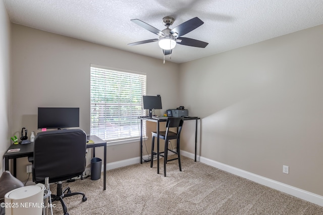 4521 Deep River Way E, Jacksonville, FL 32224 - carpeted office with ceiling fan and a textured ceiling