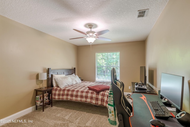 4521 Deep River Way E, Jacksonville, FL 32224 - bedroom with carpet floors, a textured ceiling, and ceiling fan